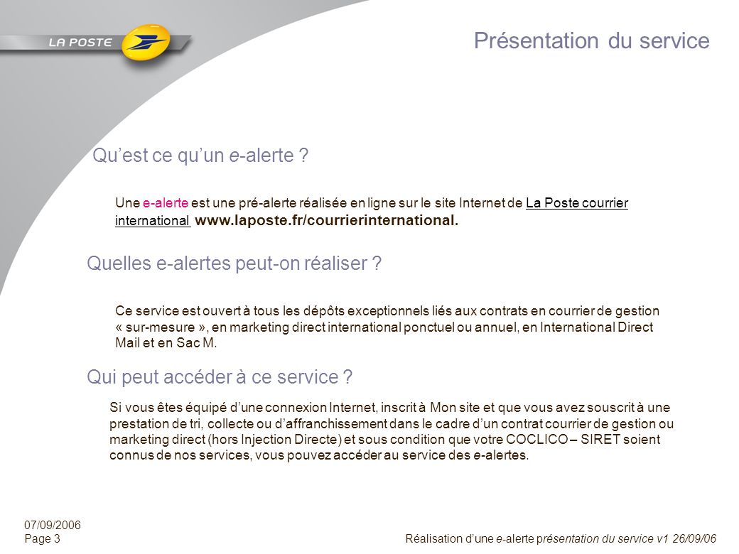 Introduction La Poste courrier international propose sur son site